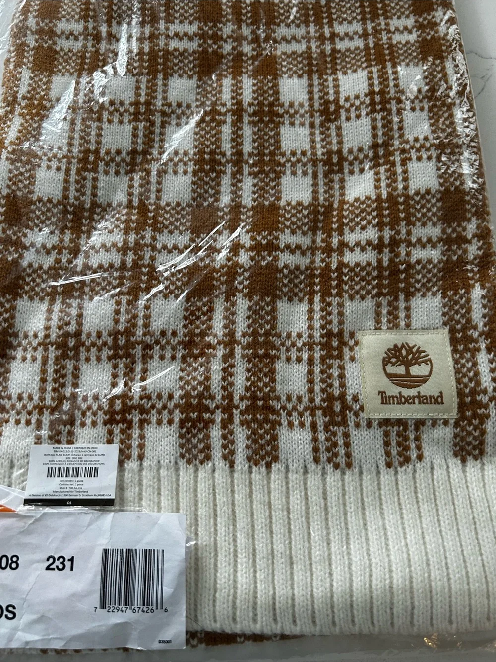 NWT timberland scarf tan/white